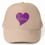 Alzheimers Disease Believe Purple Heart Trucker Hat