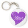 Alzheimers Disease Believe Purple Heart Key Chain