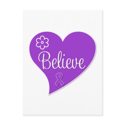 Alzheimers Disease Believe Purple Heart Postcard by giftsforawareness