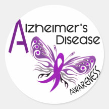 Alzheimer's Disease BUTTERFLY 3 Awareness Stickers