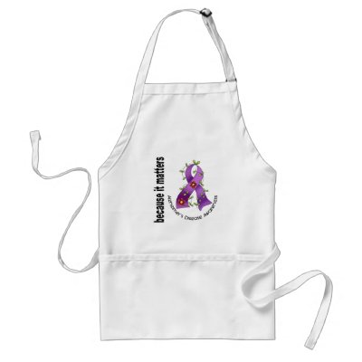 Alzheimers Disease Flower Ribbon 3 Apron by awarenessgifts