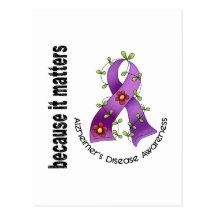 Alzheimers Disease Flower Ribbon 3 Post Card