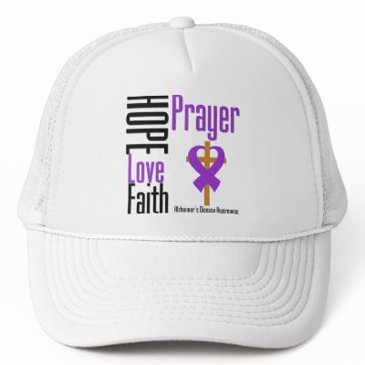Alzheimers Disease Hope Love Faith Prayer Mesh Hats by giftsforawareness