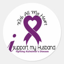 Alzheimers Disease I Support My Husband Round Sticker