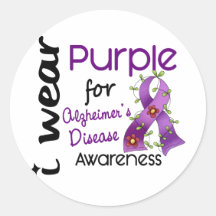 Alzheimers Disease I Wear Purple For Awareness 43 Round Sticker