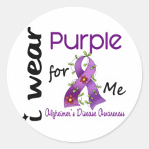 Alzheimers Disease I Wear Purple For ME 43 Round Stickers