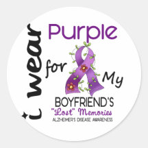 Alzheimers Disease I Wear Purple For My Boyfriend Stickers