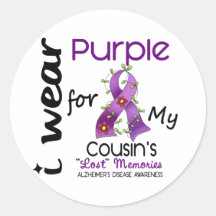 Alzheimers Disease I Wear Purple For My Cousin 43 Round Stickers
