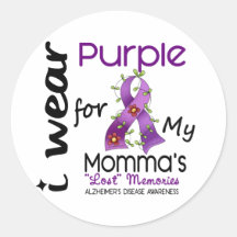 Alzheimers Disease I Wear Purple For My Momma 43 Round Stickers