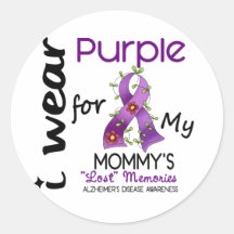 Alzheimers Disease I Wear Purple For My Mummy 43 Round Stickers