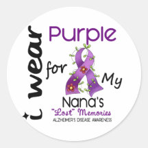 Alzheimers Disease I Wear Purple For My Nana 43 Round Stickers