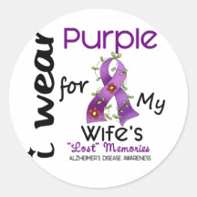 Alzheimers Disease I Wear Purple For My Wife 43 Round Stickers