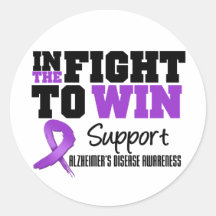 Alzheimer's Disease In The Fight To Win Round Stickers