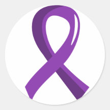 Alzheimer's Disease Purple Ribbon 3 Round Stickers
