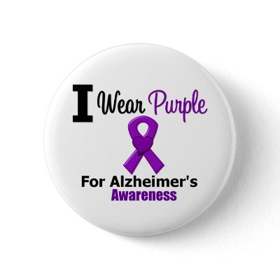 Alzheimer's Disease Purple Ribbon Awareness Pin by giftsforawareness