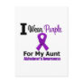 Alzheimer's Disease Purple Ribbon For My Aunt Postcards