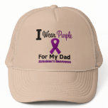 Alzheimer's Disease PURPLE RIBBON FOR MY DAD hats