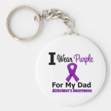 Alzheimer's Disease PURPLE RIBBON FOR MY DAD Keychains