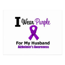 Alzheimer's Disease Purple Ribbon For My Husband Postcards