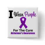 Alzheimer's Disease Purple Ribbon For The Cure Button