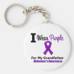 Alzheimer's Disease Purple Ribbon Grandfather Key Chains