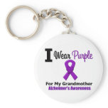 Alzheimer's Disease Purple Ribbon Grandmother Keychains