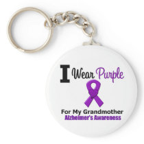Alzheimer's Disease Purple Ribbon Grandmother Keychains
