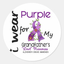 Alzheimers I Wear Purple For My Grandfather Round Sticker