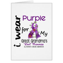 Alzheimers I Wear Purple For My Great Grandma Greeting Card