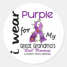 Alzheimers I Wear Purple For My Great Grandma Stickers