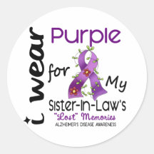 Alzheimers I Wear Purple For My Sister-In-Law Round Sticker