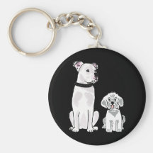AM - Bishon Frise and American Bulldog Keychain