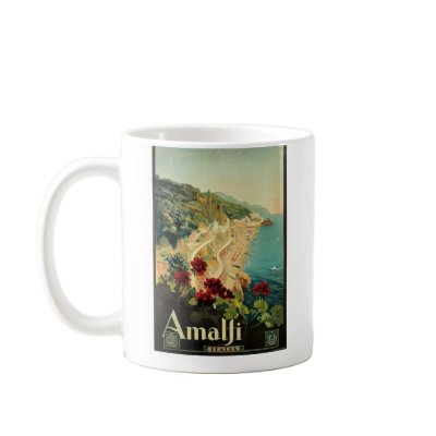 Amalfi, Italy vintage poster Coffee Mugs by vintageartanddesign