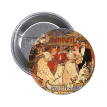 Amants, Alphonse Mucha Pinback Buttons