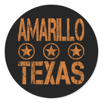 AMARILLO TEXAS - DISTRESSED STYLE ROUND STICKERS