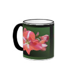 "Amaryllis Bloom" - Dark Green Background Lg Mug