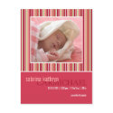Amaryllis Stripes Pink • Baby Announcement postcards