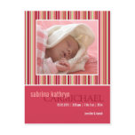 Amaryllis Stripes Pink • Baby Announcement postcards