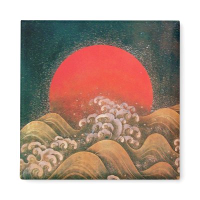 AMATERASU , SUN GODDESS ,red black brown gold Magnets by bulgan_lumini