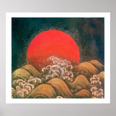 AMATERASU , SUN GODDESS ,red black brown white Poster by bulgan_lumini