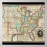 Amazing Antique Poster of the United States