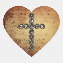 Amazing Grace Cross on Vintage Music Sheet Stickers