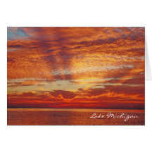 Amazing Sunset Over Lake Michigan Note Card