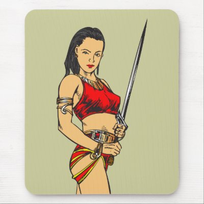Amazon Women and Sword Mousemat by sagart1952