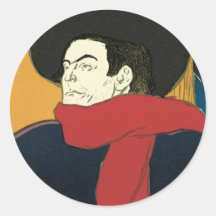 Ambassadeurs: Artistide Bruant by Toulouse Lautrec Round Stickers