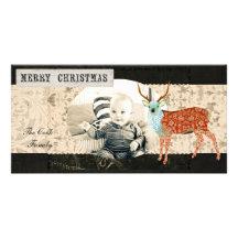 Amber & Azure Ornate Buck Christmas Photo Card