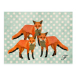 Amber Foxes Monogram Postcard