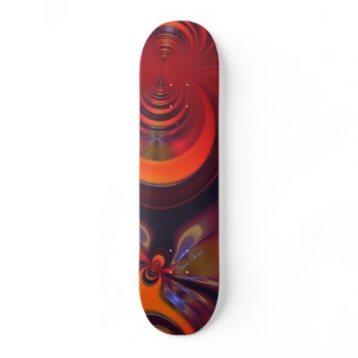 Amber Goddess – Orange and Gold Passion Custom Skate Board by DianeClancyFractals