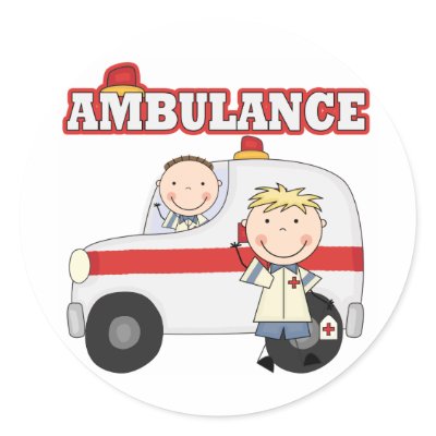 Ambulance T-shirts and Gifts Round Sticker by toddlersplace