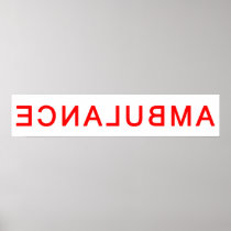 Ambulance Text Backwards Print